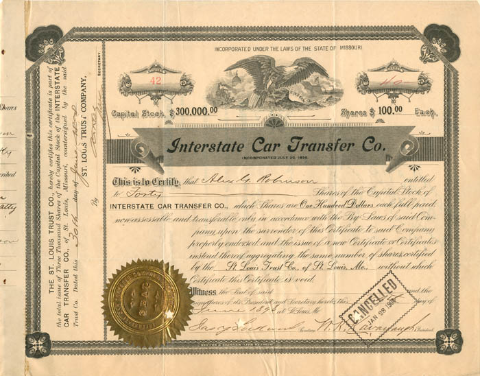 Interstate Car Transfer Co. - Stock Certificate